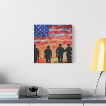 Load image into Gallery viewer, Patriotic Police Canvas Art - American Flag Silhouette