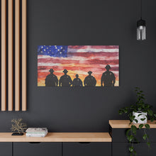 Load image into Gallery viewer, Patriotic Canvas Art - Silhouetted Police Officers with American Flag