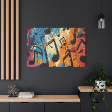 Load image into Gallery viewer, Vibrant Music Note Canvas Art - Colorful Stretched Wall Decor