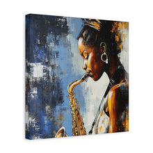 Load image into Gallery viewer, Saxophone Art Canvas, Music Lover Decor, Jazz Wall Art, Unique Gift for Musicians, Home Office Decoration, Inspirational Artwork
