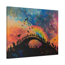 Load image into Gallery viewer, Vibrant Pet Lovers Canvas Art - Rainbow Bridge Design