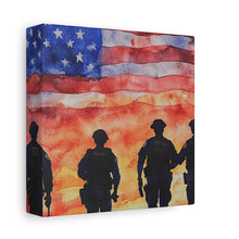Load image into Gallery viewer, Patriotic Police Canvas Art - American Flag Silhouette