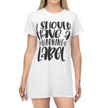 Load image into Gallery viewer, T-Shirt Dress (AOP) - Warning