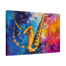 Load image into Gallery viewer, Colorful Saxophone Canvas Art - Vibrant Jazz Wall Decor