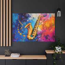 Load image into Gallery viewer, Colorful Saxophone Canvas Art - Vibrant Jazz Wall Decor