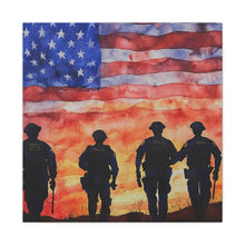 Load image into Gallery viewer, Patriotic Police Canvas Art - American Flag Silhouette