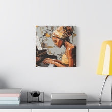 Load image into Gallery viewer, Piano Art Canvas Wall Decor, Inspirational Home Art, Music Lover Gift, Black Woman Artwork, Modern Art Print