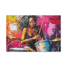 Load image into Gallery viewer, Colorful Drummer Canvas Art Print, Modern Wall Decor, Music Lover Gift, Vibrant Home Accent, Jazz Art Piece, Unique Gift Idea