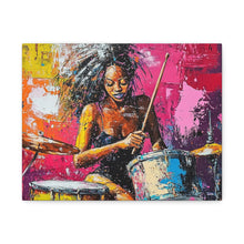 Load image into Gallery viewer, Colorful Drummer Canvas Art Print, Modern Wall Decor, Music Lover Gift, Vibrant Home Accent, Jazz Art Piece, Unique Gift Idea