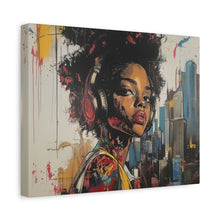 Load image into Gallery viewer, Urban Chic Canvas Art - Vibrant Female Portrait with Headphones