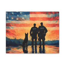 Load image into Gallery viewer, Patriotic Canvas Print - Heroes and Their Dogs - Perfect for Veterans Day and Memorial Day
