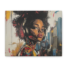 Load image into Gallery viewer, Urban Chic Canvas Art - Vibrant Female Portrait with Headphones