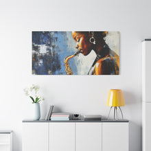 Load image into Gallery viewer, Saxophone Art Canvas, Music Lover Decor, Jazz Wall Art, Unique Gift for Musicians, Home Office Decoration, Inspirational Artwork