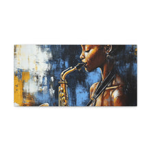 Load image into Gallery viewer, Saxophone Art Canvas, Jazz Decor, Music Lover Gift, Home Wall Art, Portrait Painting, Modern Artwork, Unique Gift Idea