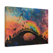 Load image into Gallery viewer, Vibrant Pet Lovers Canvas Art - Rainbow Bridge Design