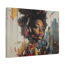 Load image into Gallery viewer, Urban Chic Canvas Art - Vibrant Female Portrait with Headphones
