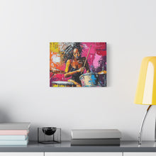 Load image into Gallery viewer, Colorful Drummer Canvas Art Print, Modern Wall Decor, Music Lover Gift, Vibrant Home Accent, Jazz Art Piece, Unique Gift Idea