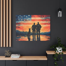 Load image into Gallery viewer, Patriotic Canvas Print - Heroes and Their Dogs - Perfect for Veterans Day and Memorial Day