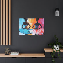 Load image into Gallery viewer, Dancing Ballerinas Canvas Wall Art, Colorful Abstract Ballet Painting, Girls Room Decor, Gift for Dance Lovers, Modern Art