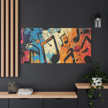 Load image into Gallery viewer, Vibrant Music Note Canvas Art - Colorful Stretched Wall Decor