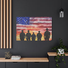 Load image into Gallery viewer, Patriotic Canvas Art - Silhouetted Police Officers with American Flag