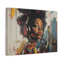 Load image into Gallery viewer, Urban Chic Canvas Art - Vibrant Female Portrait with Headphones