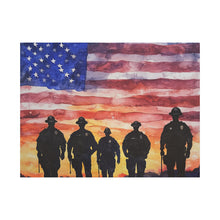 Load image into Gallery viewer, Patriotic Canvas Art - Silhouetted Police Officers with American Flag