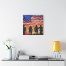 Load image into Gallery viewer, Patriotic Police Canvas Art - American Flag Silhouette