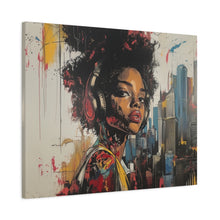 Load image into Gallery viewer, Urban Chic Canvas Art - Vibrant Female Portrait with Headphones