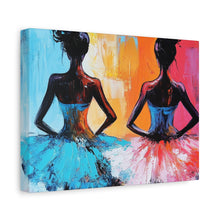 Load image into Gallery viewer, Dancing Ballerinas Canvas Wall Art, Colorful Abstract Ballet Painting, Girls Room Decor, Gift for Dance Lovers, Modern Art