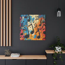 Load image into Gallery viewer, Vibrant Music Note Canvas Art - Colorful Stretched Wall Decor