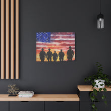 Load image into Gallery viewer, Patriotic Canvas Art - Silhouetted Police Officers with American Flag