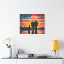 Load image into Gallery viewer, Patriotic Canvas Print - Heroes and Their Dogs - Perfect for Veterans Day and Memorial Day