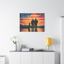 Load image into Gallery viewer, Patriotic Canvas Print - Heroes and Their Dogs - Perfect for Veterans Day and Memorial Day