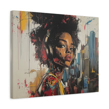 Load image into Gallery viewer, Urban Chic Canvas Art - Vibrant Female Portrait with Headphones