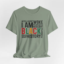 Load image into Gallery viewer, Empowering Black History Unisex Tee - WOKE, INTELLIGENT, RESILIENT