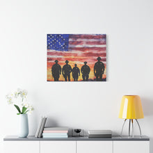 Load image into Gallery viewer, Patriotic Canvas Art - Silhouetted Police Officers with American Flag