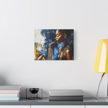 Load image into Gallery viewer, Saxophone Art Canvas, Jazz Decor, Music Lover Gift, Home Wall Art, Portrait Painting, Modern Artwork, Unique Gift Idea