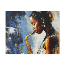 Load image into Gallery viewer, Saxophone Art Canvas, Music Lover Decor, Jazz Wall Art, Unique Gift for Musicians, Home Office Decoration, Inspirational Artwork