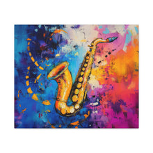 Load image into Gallery viewer, Colorful Saxophone Canvas Art - Vibrant Jazz Wall Decor