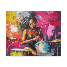 Load image into Gallery viewer, Colorful Drummer Canvas Art Print, Modern Wall Decor, Music Lover Gift, Vibrant Home Accent, Jazz Art Piece, Unique Gift Idea