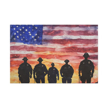 Load image into Gallery viewer, Patriotic Canvas Art - Silhouetted Police Officers with American Flag