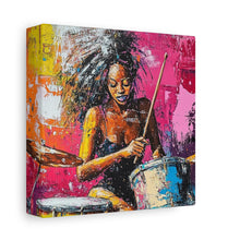 Load image into Gallery viewer, Colorful Drummer Canvas Art Print, Modern Wall Decor, Music Lover Gift, Vibrant Home Accent, Jazz Art Piece, Unique Gift Idea