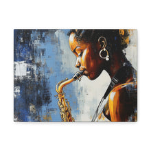 Load image into Gallery viewer, Saxophone Art Canvas, Music Lover Decor, Jazz Wall Art, Unique Gift for Musicians, Home Office Decoration, Inspirational Artwork