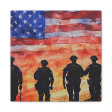 Load image into Gallery viewer, Patriotic Police Canvas Art - American Flag Silhouette