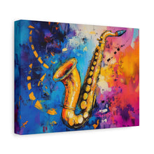 Load image into Gallery viewer, Colorful Saxophone Canvas Art - Vibrant Jazz Wall Decor