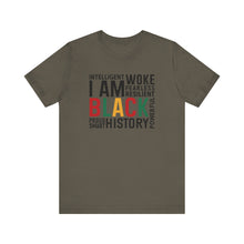 Load image into Gallery viewer, Empowering Black History Unisex Tee - WOKE, INTELLIGENT, RESILIENT