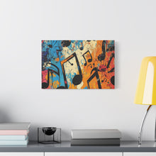 Load image into Gallery viewer, Vibrant Music Note Canvas Art - Colorful Stretched Wall Decor