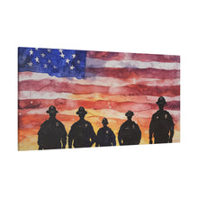 Load image into Gallery viewer, Patriotic Canvas Art - Silhouetted Police Officers with American Flag