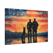 Load image into Gallery viewer, Patriotic Canvas Print - Heroes and Their Dogs - Perfect for Veterans Day and Memorial Day